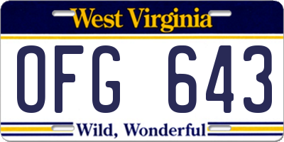 WV license plate OFG643