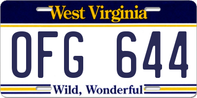 WV license plate OFG644