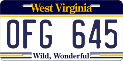 WV license plate OFG645