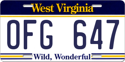 WV license plate OFG647