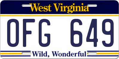 WV license plate OFG649