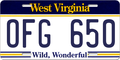 WV license plate OFG650
