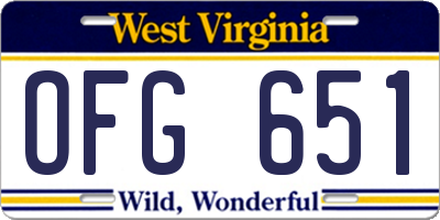 WV license plate OFG651