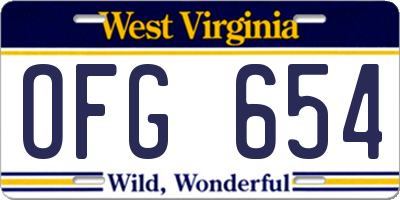 WV license plate OFG654