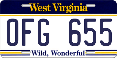 WV license plate OFG655