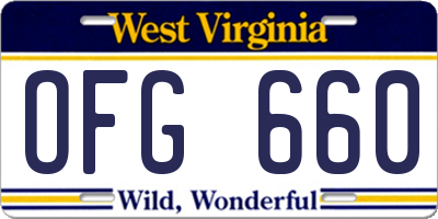 WV license plate OFG660
