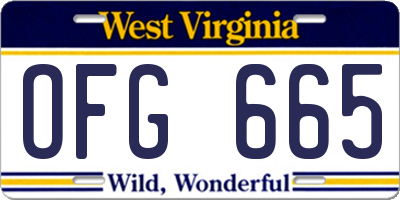 WV license plate OFG665