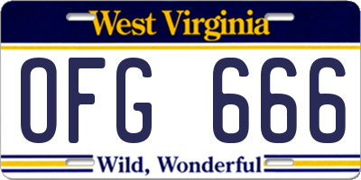 WV license plate OFG666