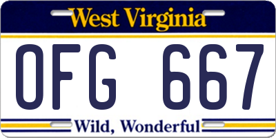 WV license plate OFG667