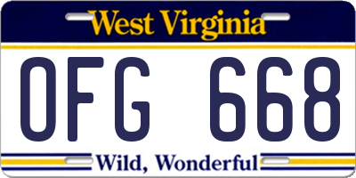 WV license plate OFG668
