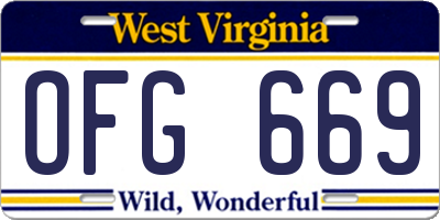 WV license plate OFG669