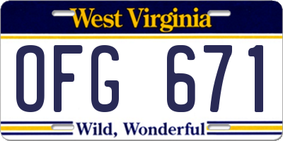 WV license plate OFG671