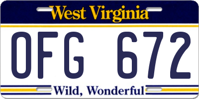 WV license plate OFG672