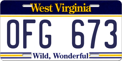 WV license plate OFG673