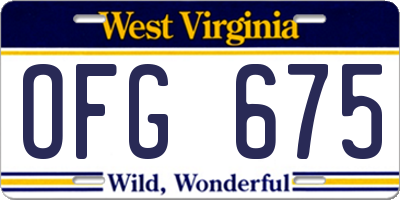 WV license plate OFG675