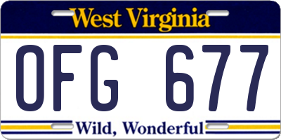 WV license plate OFG677