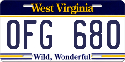 WV license plate OFG680