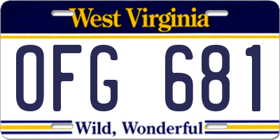 WV license plate OFG681
