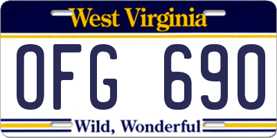 WV license plate OFG690