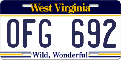 WV license plate OFG692