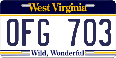 WV license plate OFG703
