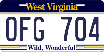 WV license plate OFG704