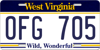 WV license plate OFG705