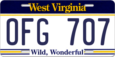 WV license plate OFG707