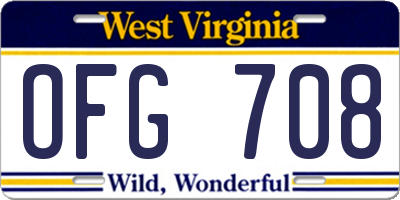 WV license plate OFG708