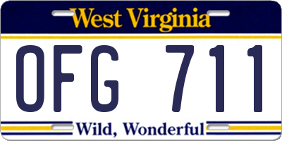 WV license plate OFG711
