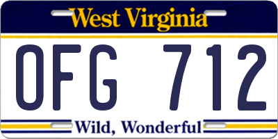 WV license plate OFG712