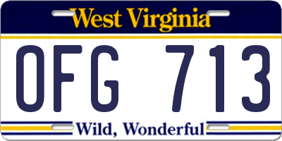 WV license plate OFG713