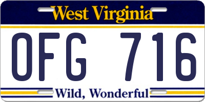 WV license plate OFG716