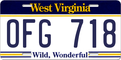 WV license plate OFG718