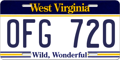 WV license plate OFG720