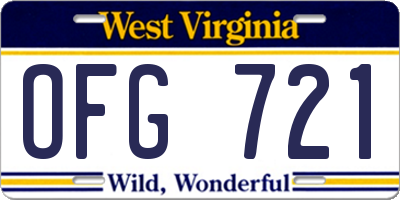 WV license plate OFG721