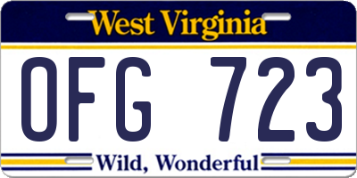 WV license plate OFG723