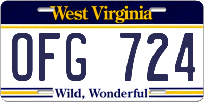 WV license plate OFG724