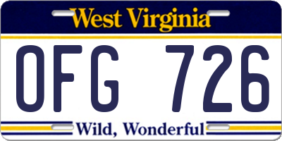 WV license plate OFG726