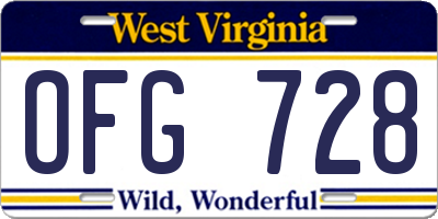 WV license plate OFG728