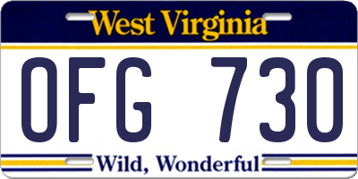 WV license plate OFG730