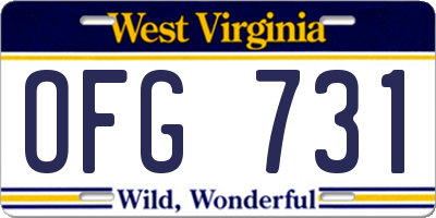 WV license plate OFG731