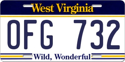 WV license plate OFG732