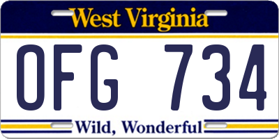 WV license plate OFG734