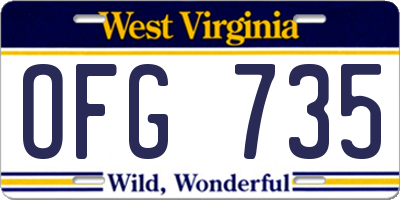 WV license plate OFG735