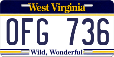 WV license plate OFG736