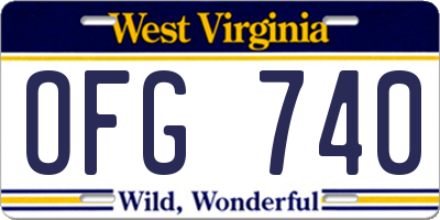 WV license plate OFG740