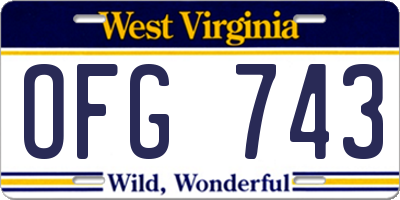 WV license plate OFG743