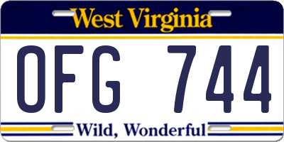 WV license plate OFG744