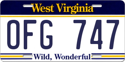 WV license plate OFG747